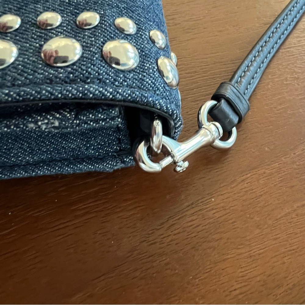 Coach Blue Denim Ana Crossbody Bag/Clutch with Studded Details - Picture 11 of 16